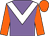 Mauve, white chevron, orange sleeves and cap