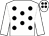 White, black spots, white sleeves, white cap, black spots