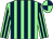 light green and dark blue stripes, quartered cap