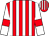 Red and white stripes, white sleeves, red armlets