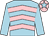 Light blue, pink chevrons, light blue sleeves, pink cap, light blue star