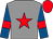 Grey, red star, royal blue sleeves, red armlets, red cap