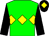 Green, yellow triple diamonds, black arms, black cap, yellow diamond