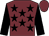 Garnet body, black stars, black arms, garnet cap