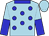 Light blue, blue spots and collar, light blue and blue halved sleeves, light blue cap