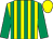 Yellow and emerald green stripes, emerald green sleeves, yellow cap