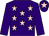 Purple, pink stars, purple sleeves, purple cap, pink star