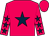 Cerise, dark blue star, cerise sleeves, dark blue stars