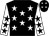 Black, white stars, White sleeves, Black stars, Black cap, White stars