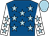 Royal blue, light blue stars, white sleeves, light blue stars and cap