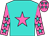 Turquoise, hot pink star, turquoise stars on hot pink sleeves,  turquoise stars on hot pink cap