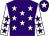 Purple, white stars, white sleeves, purple stars, purple cap, white star