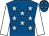 Royal blue, light blue stars, white sleeves