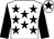 White, black stars, sleeves and star on cap