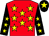 Red, yellow stars, black sleeves, yellow stars, black cap, yellow star