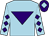 Light blue, purple inverted triangle, diamonds on sleeves, purple cap, light blue diamond