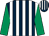 Dark blue & white stripes, emerald green sleeves, dark blue & white striped cap