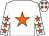 White body, orange star, white arms, orange stars, white cap, orange stars