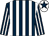 Dark blue and white stripes, white cap, dark blue star