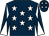 Dark blue, white stars, diabolo on sleeves and stars on cap