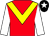 Red body, yellow chevron, white arms, black cap, white star