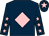 Dark blue, pink diamond, dark blue sleeves, pink stars, dark blue cap, pink star