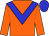 Orange body, blue chevron, orange arms, blue cap