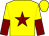 yellow, maroon star, yellow and maroon halved sleeves, yellow cap