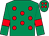 Emerald green, red spots, armlets and spots on cap