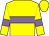 Yellow body, mauve hoop, yellow arms, mauve armlets, yellow cap