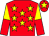 Red, yellow stars, halved sleeves, yellow star on cap