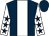 Dark blue, white stripe, white sleeves, dark blue stars