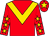 Red, gold chevron, red sleeves, gold stars, red cap, gold star