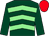 Dark green, light green chevrons, dark green sleeves, red cap