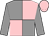 grey and pink quarters, grey sleeves, pink cap