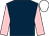 Dark blue, pink sleeves, white cap