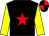 Black, red star, yellow sleeves, black and red quartered cap