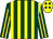 Dark green and yellow stripes, yellow cap, dark green diamonds