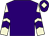 Purple, beige and purple chevrons on sleeves, purple cap, beige diamond