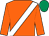 Orange, white sash, emerald green cap