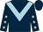 Dark blue, light blue chevron, dark blue sleeves, light blue stars