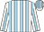 White, light blue stripes, light blue stripe on sleeves, striped cap