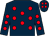 Dark blue, red spots