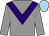 Grey body, purple chevron, grey arms, blue-light cap