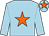 Blue-light body, orange star, blue-light arms, blue-light cap, orange star