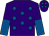 Purple, royal blue spots, halved sleeves and spots on cap