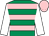 Emerald green, pink hoops, white sleeves, pink cap