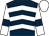 Dark blue, white chevrons, white sleeves, dark blue armlets, white cap