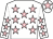 White, pink stars, pink star on cap