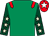 Emerald green, red epaulettes, dark green sleeves, beige stars, red cap, white star